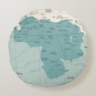 Almofada Redonda Mapa da Venezuela - Vintage - Vintage High Detaile