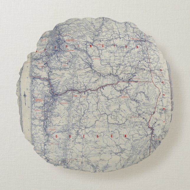 Almofada Redonda Mapa das fugas do oficial 1925 de McNally da (Frente)