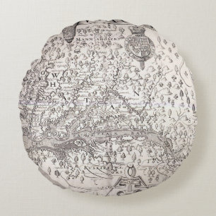 Almofada Redonda Mapa de Virgínia, 1612