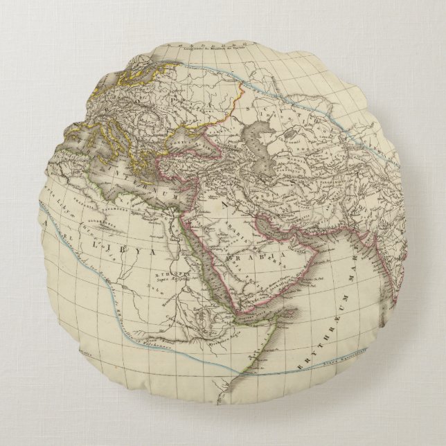 Almofada Redonda Mapa do atlas de Paris (Frente)