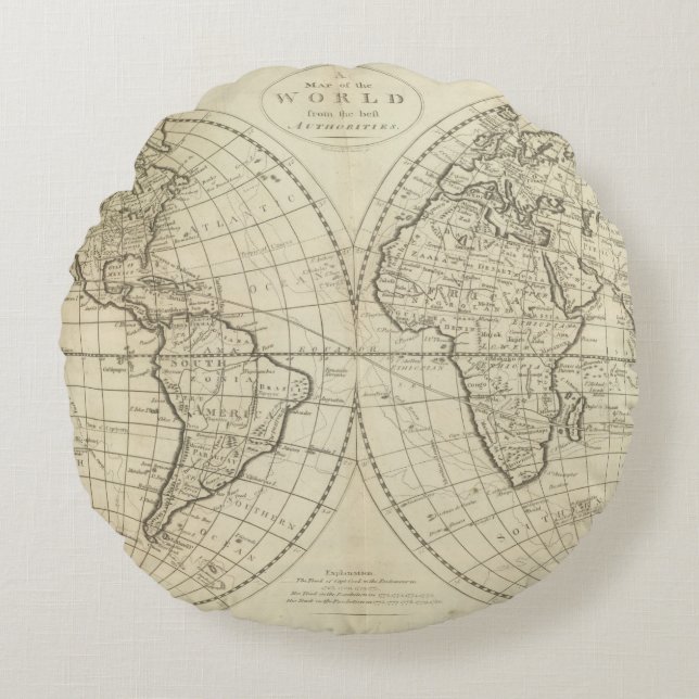 Almofada Redonda Mapa do mundo 2 2 (Frente)
