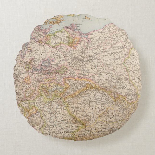 Almofada Redonda Mapa político de Alemanha (Frente)