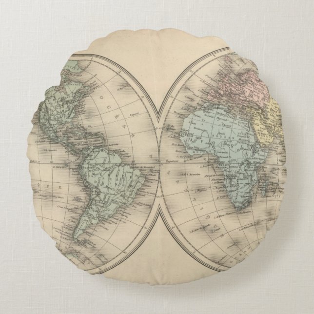 Almofada Redonda Mapas do mundo (Frente)