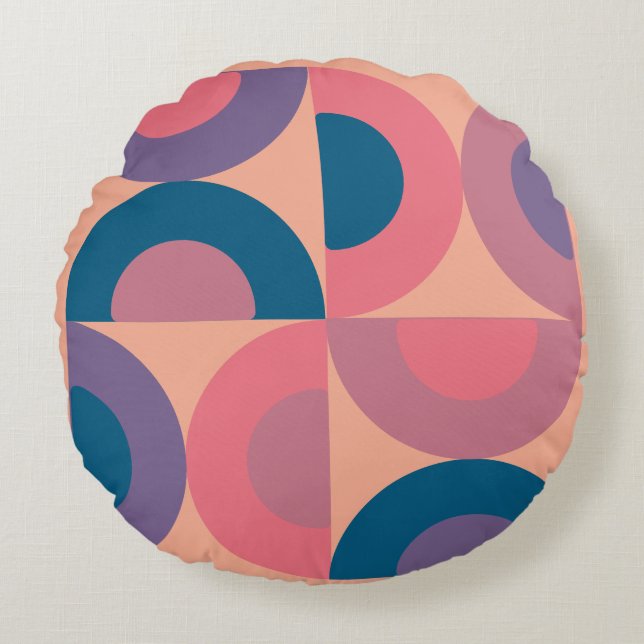 Almofada Redonda Mar de Coral Moderno do Século médio (Frente)