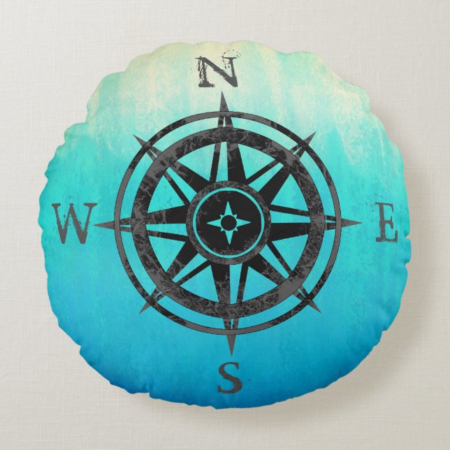 Almofada Redonda Mar de Ombre da cerceta (Frente)