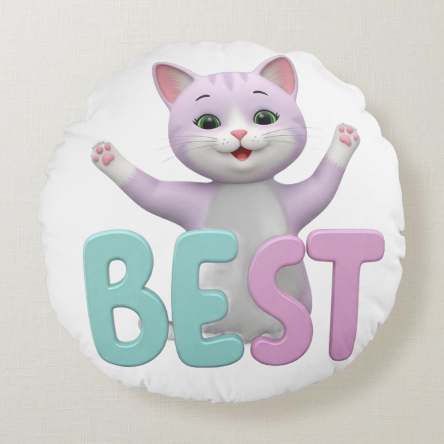 Almofada Redonda "Maravilhas Gritantes: Minha Melhor Saga Gato Mini (Frente)