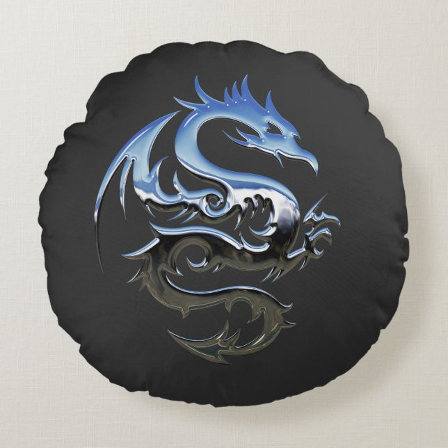 Almofada Redonda Maravilhoso dragão 3D. Por Pete Linforth-Pixabay (Frente)