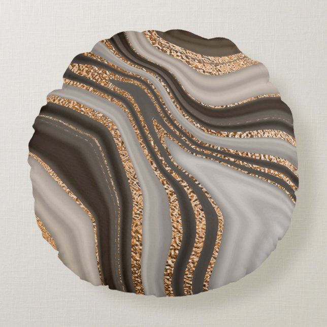Almofada Redonda Marble Dourado Vintage Design (Frente)