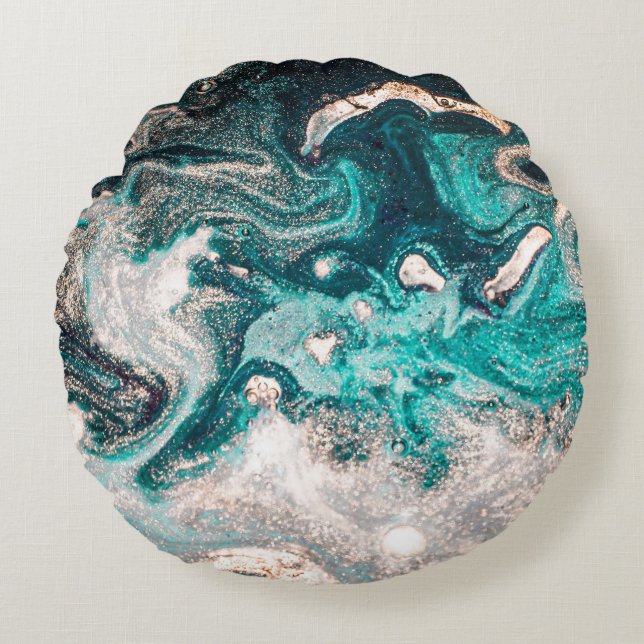 Almofada Redonda Marble Handmade: Textura De Luxo Tradicional. (Frente)