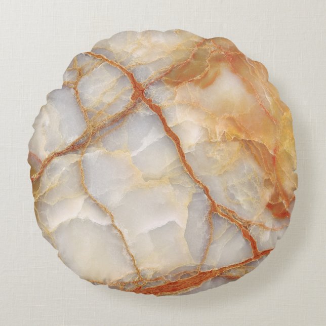 Almofada Redonda Marble Majestade: Elegância brilhante (Frente)