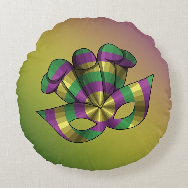 Almofada Redonda Mardi Gras Mask Round Travesseiro (Frente)