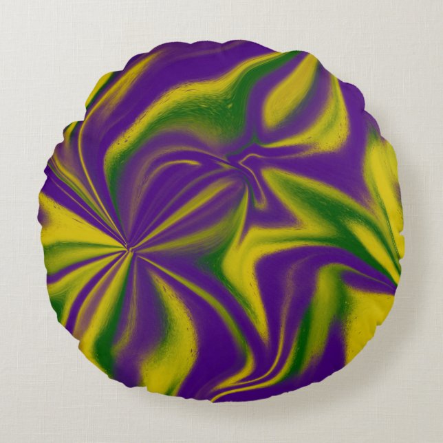Almofada Redonda Mardi Gras Swirls (Frente)