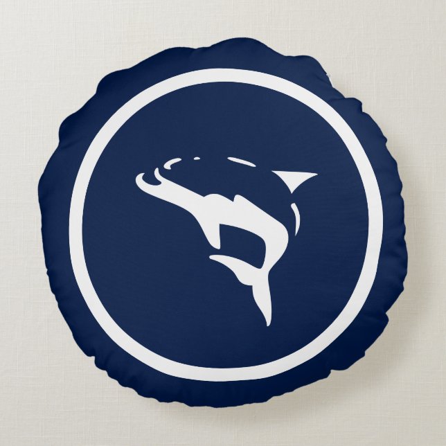 Almofada Redonda Marinho azul DOLPHIN náutico (Verso)