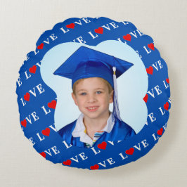 Almofada Redonda Marinho Blue LOVE Retro Elegante