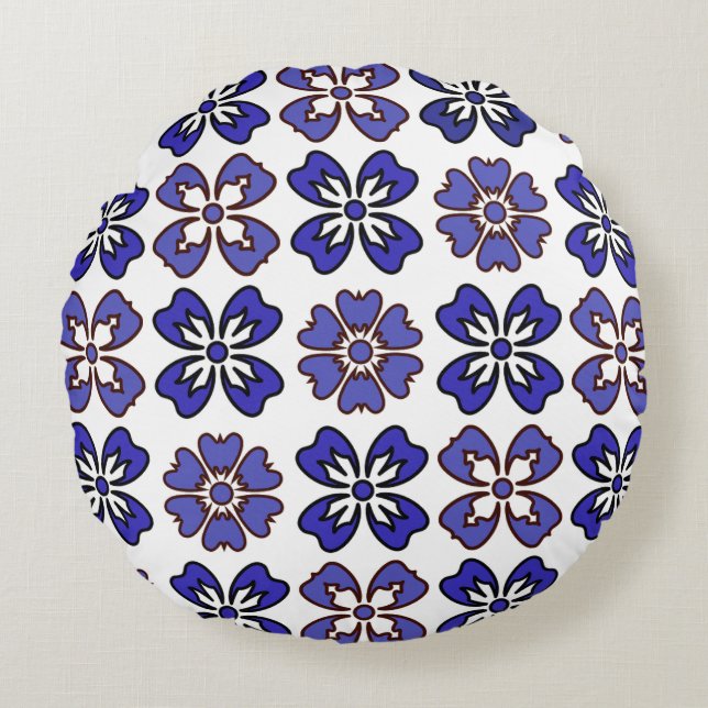 Almofada Redonda Marinho Blye & Indego Chic Travesseiro Redondo Flo (Frente)