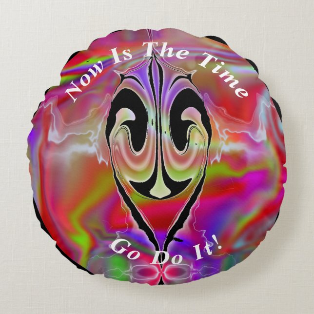 Almofada Redonda Mármore Abstrato único liquefeito (Frente)