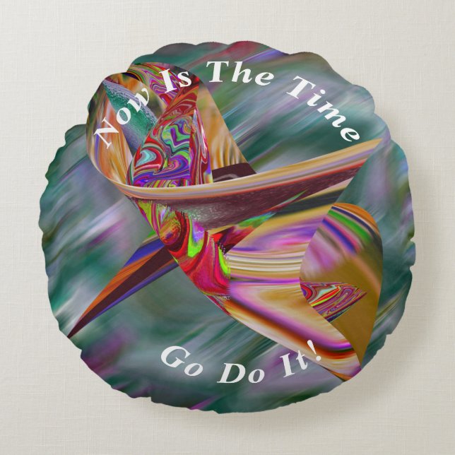 Almofada Redonda Mármore Abstrato único liquefeito (Frente)