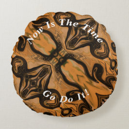 Almofada Redonda Mármore Marble Castanho Único Atenuado