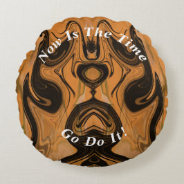 Almofada Redonda Mármore Marble Castanho Único Atenuado