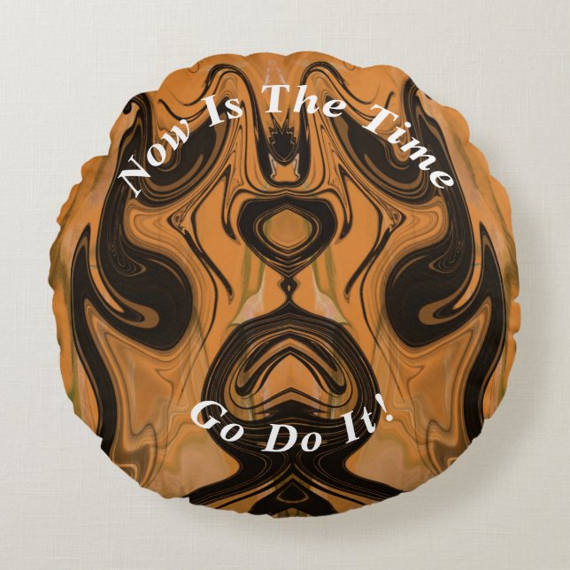 Almofada Redonda Mármore Marble Castanho Único Atenuado (Frente)