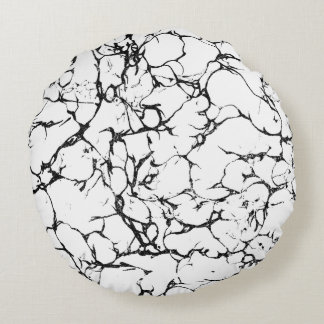Almofada Redonda Mármore preto moderno do abstrato do branco