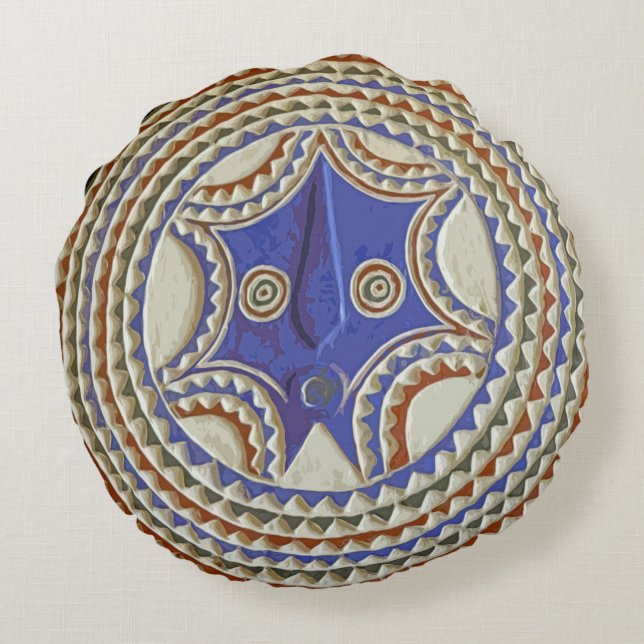 Almofada Redonda Máscara Tribal Africana (Verso)