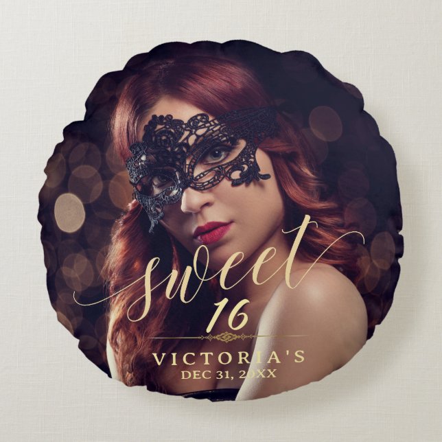 Almofada Redonda Mascarada Photo Sweet 16 (Frente)