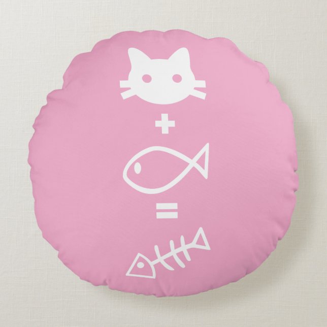 Almofada Redonda Matemática de gatos (Frente)