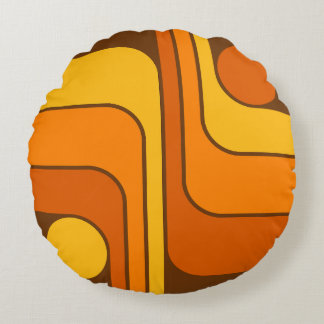 Almofada Redonda MCM 1970s Retro Style Geometric Design
