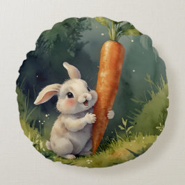 Almofada Redonda Meadow Bunny Sonha: Travesseiro redondo Whimsical