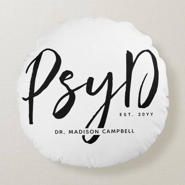Almofada Redonda Médico de PsyD Personalizado (Frente)