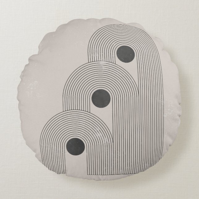 Almofada Redonda médio-século abstrato, formas geométricas de equil (Frente)