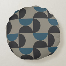 Almofada Redonda Médio-Século Moderno Cinza Azul Gunmetal