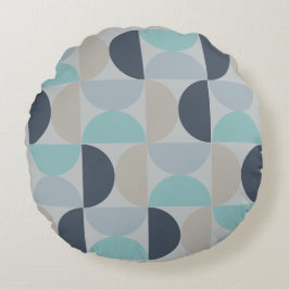 Almofada Redonda Médio século Verde azul moderno e cinzas