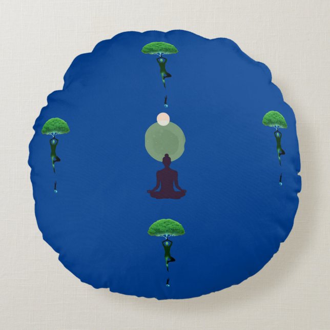 Almofada Redonda Meditação de Bliss Travesseiro redondo (Frente)