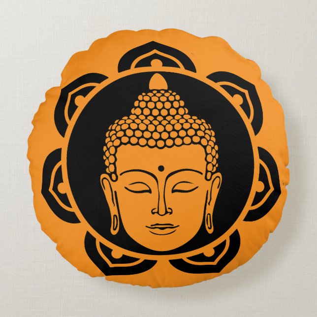 Almofada Redonda Meditação de Cabeça de Buda (Frente)