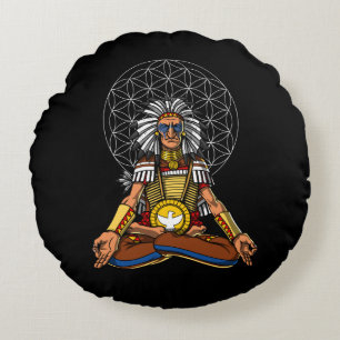 Almofada Redonda Meditação de Chefe Indígena Nativo Americano Zen Y