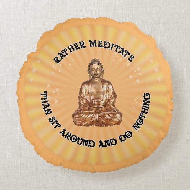 Almofada Redonda Meditação de preferencialmentes... (Frente)