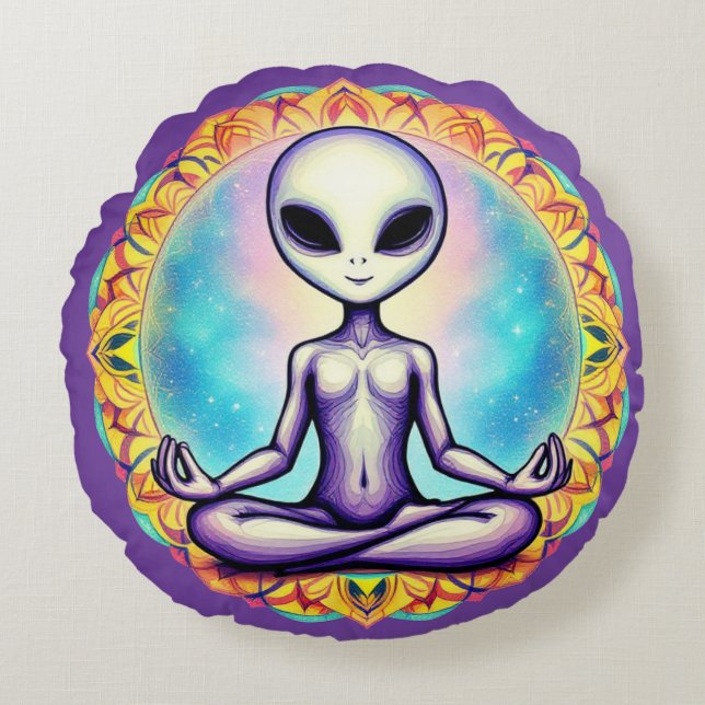 Almofada Redonda Meditação Galáctica (Frente)