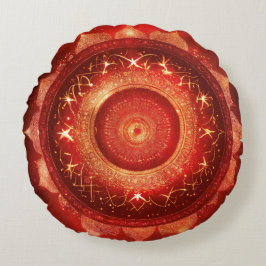 Almofada Redonda Meditação Root Chakra Red Mandala