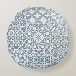 Almofada Redonda Mediterranean Tiles, Moroccan, Majolica, Azulejo