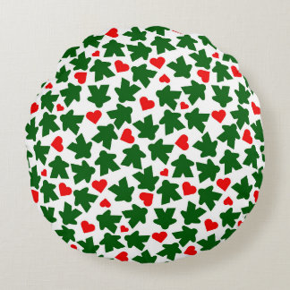 Almofada Redonda Meeple Verde com Coração Vermelho