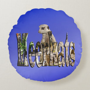 Almofada Redonda Meerkats Azuis, Cushion Arredondado.