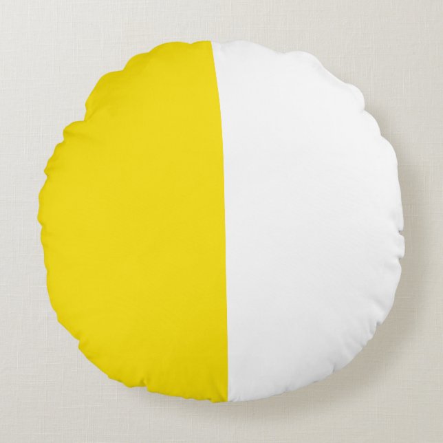 Almofada Redonda Meia Divisão do Tom Branco Amarelo de Duas Cores (Frente)