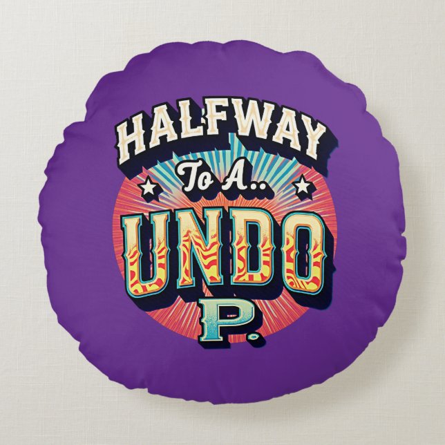 Almofada Redonda Meio caminho para um Hundo - 50º Aniversário (Frente)