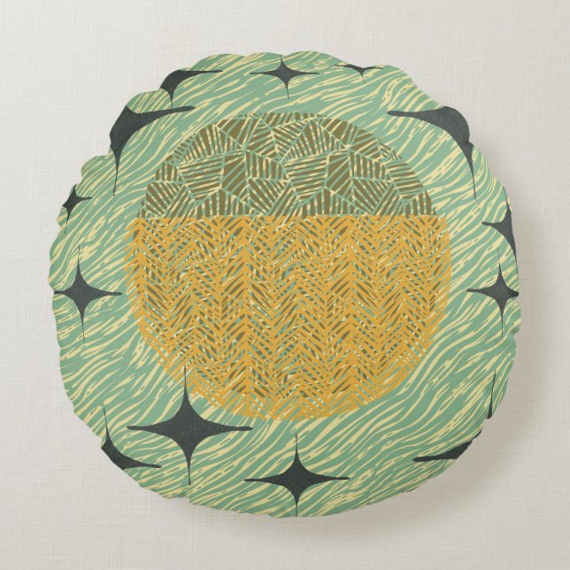 Almofada Redonda Meio século Geométrico (Frente)
