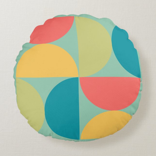 Almofada Redonda Meio século Moderno de Mostarda Bitterdoce e Azeit (Frente)
