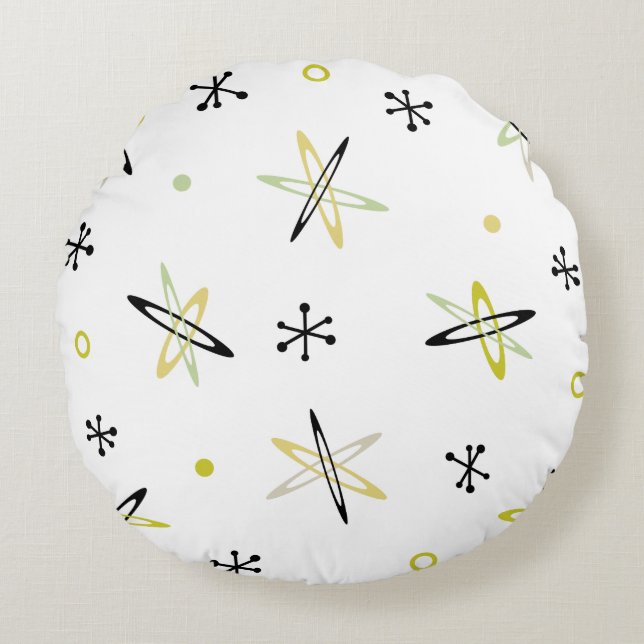 Almofada Redonda meio século moderno, era atômica, era atômica, art (Frente)