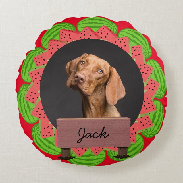 Almofada Redonda melancia natal natal feriado Personalizar foto de  (Frente)