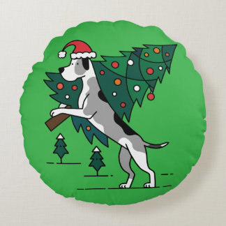 Almofada Redonda Melhor ajudante de Natal: Seu Great Dane